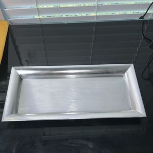 Silver Plastic Charger Plate Rectangle Decor Holiday Plate/TRAY NWOB